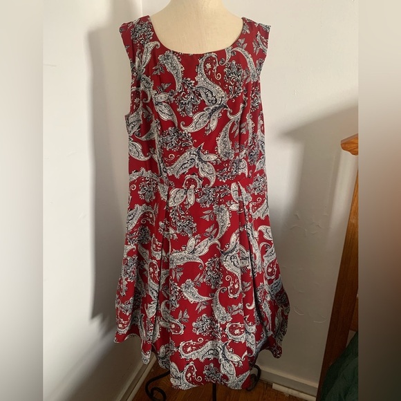 ModCloth Yellow Star Fit n Flare Sleeveless Paisley Dress 1X - Picture 12 of 15